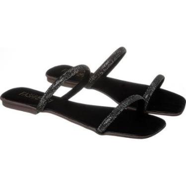 Imagem de Rasteirinhas Feminina Com Pedraria Brilho Tira Strass Luxo-Feminino