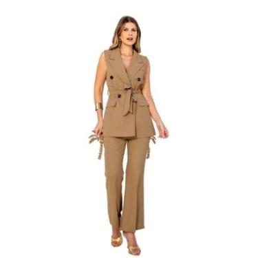 Imagem de CONJUNTO DE ALFAIATARIA FEMININO COLETE E CALÇA PANTALONA FORRADO ELEGANTE PREMIUM-Feminino