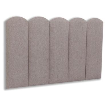 Imagem de Cabeceira Solteiro Estofada  Kit 5 Placas  Nuvem - Linho Castor