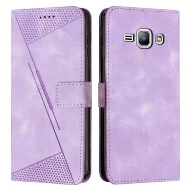 Imagem de Capa Carteira Compatível com Samsung Galaxy J1 Carteira Flip Phone Case Suporte para cartão Flip Cover Phone Case Alça de pulso Capa para telefone Compatível com Samsung Galaxy J1(Purple)