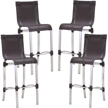 Imagem de 4 Banquetas Alta Haiti em Alumínio para Cozinha Bar Edícula