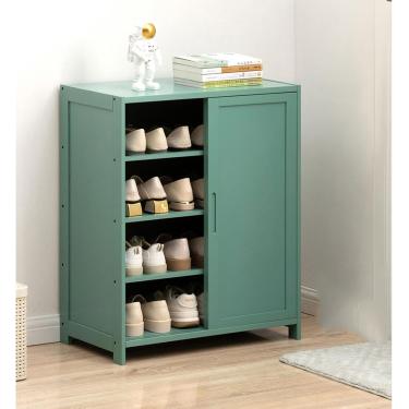 Imagem de Rack de sapato Armário de armazenamento de sapato verde, rack de sapato de bambu saudável e independente Organizador de rack de sapato portátil que economiza espaço, durável e estável para e