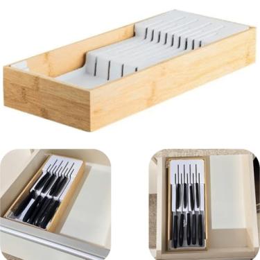 Imagem de Porta Facas Organizador De Gaveta Suporte Para Facas Bambu Keep (Bambu)