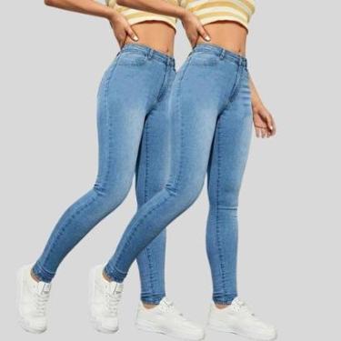 Imagem de KIT 2 Calças Jeans Feminina Cintura Alta Skinny com Lycra-Feminino
