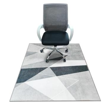 Imagem de SAIKOOWA Tapete de cadeira de escritório para piso de madeira e carpete de pelo baixo, 152 cm x 122 cm, tapete de alta qualidade sob a mesa, antiderrapante de 1,8 kg, tapete para cadeira/piso laminado