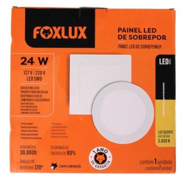 Imagem de Painel LED Foxlux - Quadrado - Sobrepor - 24W - 3000K - Bivolt