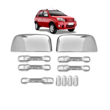 Imagem de kit Jogo Aplique de Maçaneta + Aplique Maçaneta Traseira + Par Aplique Retrovisor + Tampa de Válvula Eco sport 2003 2004 2005 2006 2007 2008 2009 2010 2011 2012