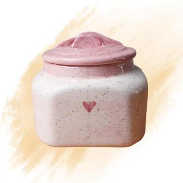 Imagem de Saleiro de Mesa e Parede de Cerâmica com Tampa Porta Condimentos (Rosa)