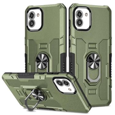 Imagem de Sidande Capa para Galaxy A04e, capa para Galaxy A03 SM-A042F, suporte resistente com suporte magnético embutido para carro, à prova de choque, capa protetora para celular para Samsung Galaxy A03 verde