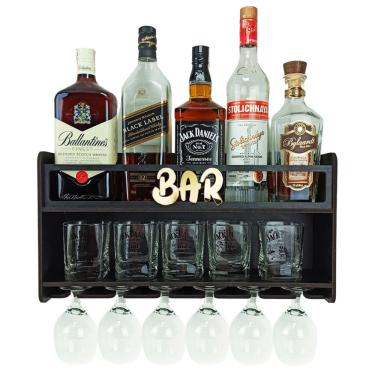 Imagem de Barzinho de Parede Aparador Para Bebidas Para Sala Tema Bar - 49x26 Cor Preto