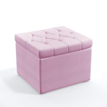 Imagem de Puff Quasar com Capitonê Sued Aradecor, Rosa Bebê, 47X48X47