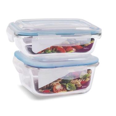 Imagem de 2 Potes Vidro Herméticos Tampa Silicone Vedação 640ml 800ml - U4home, 