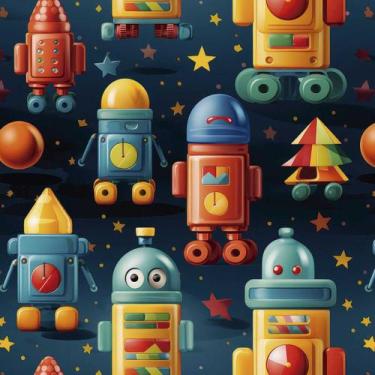 Imagem de Papel de Parede Auto Colante Adesivo Infantil Brinquedos Coloridos Qua