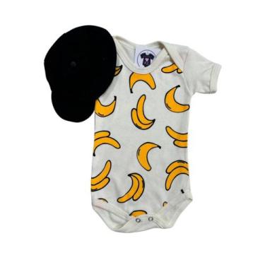 Imagem de Body Bebe Menino Frutinha Banana + Boina - Mesversário Temático - RL, 