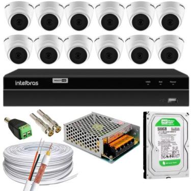 Imagem de Kit 12 Câmeras 1220D mic Internas dvr 1216 C/ Microfone 500gb - intelb