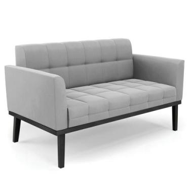 Imagem de Sofá Namoradeira Base Madeira Preto Ana Suede Cinza - Ibiza, Grafite, 