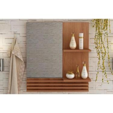 Imagem de Armário de Banheiro c/Espelho Suspenso BN3614 60cm cor Amêndoa - Tecno