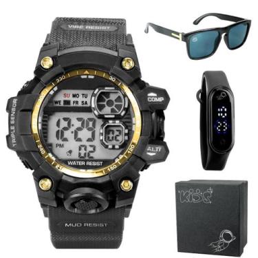 Imagem de Relogio Digital Prova Dagua + Caixa + Oculos Sol Protecao Uv - Orizom