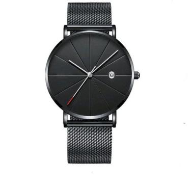 Imagem de Relógio Masculino Classic Black Quartzo Pulseira Malha Aço - Cuena