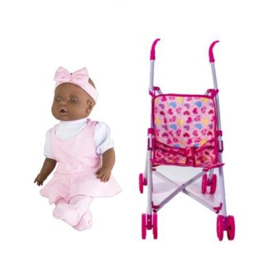 Imagem de Kit Boneca Judy Negra Minha 1ª Oração 674 Milk + Carrinho - Milk Brinq