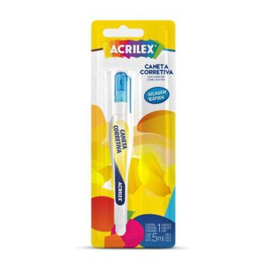 Imagem de Caneta Corretiva Acrilex Blister 5ml Secagem Rápida