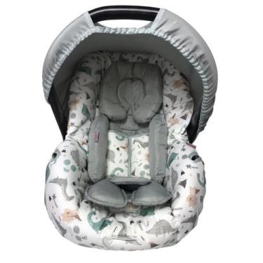 Imagem de Kit capa de bebê conforto e redutor - dino cinza - ALAN PIERRE BABY