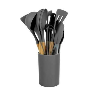 Imagem de 12 Pcs Kit De Madeira Cozinha Utensílios De Cozinha Silicone - HQ, Gra