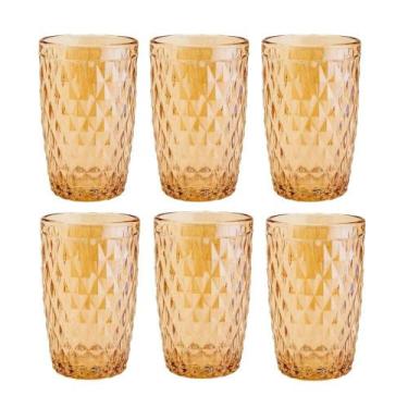 Imagem de Conjunto 6 Copos Lyor Bico De Abacaxi Contemporâneo Âmbar Metalizado