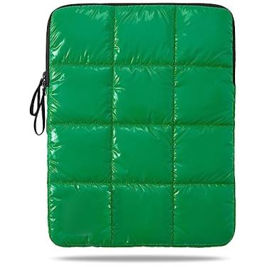 Imagem de Linpr Capa para laptop Puffy 13 polegadas verde, bolsa de transporte impermeável para mulheres, capa fofa para computador iPad Pro 12,9, compatível com MacBook Pro 12, MacBook Air M2 M1, Asus/Dell XPS/Lenovo na capa