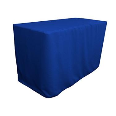 Imagem de LA Linen Toalha de mesa ajustada de popelina de poliéster 122 cm C x 61 cm L x 76 cm A, azul royal