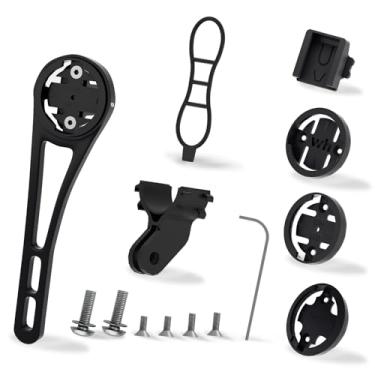 Imagem de Suporte de computador de bicicleta para Garmin – suporte frontal para guidão aerodinâmico integrado, suporte de bicicleta para computador de ciclismo Wahoo Elemnt Bryton Cateye, para câmera de ação