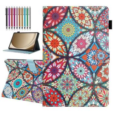 Imagem de YUNHOTIC Capa para Lenovo Tab M11 (27.9 cm modelo 2024) TB-330FU, Auto Wake/Sleep, capa dobrável de couro PU premium com suporte para caneta e vários ângulos de visualização - Caleidoscópio