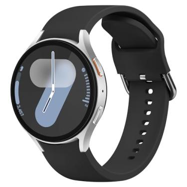 Imagem de Tobfit Compatível com Samsung Galaxy Watch 7 6 5 4 FE Pulseira feminina de silicone macio esportiva sem lacunas para Galaxy Watch 7/FE/6 Classic/5 Pro/4 Classic, preta
