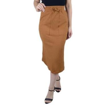 Imagem de Saia Feminina LZT Ana Ruga Marrom Baunilha - 2407-Feminino