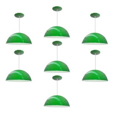 Imagem de Kit 7 Luminária Pendente Meia Lua 34cm Com Interior Branco Brilho Com 