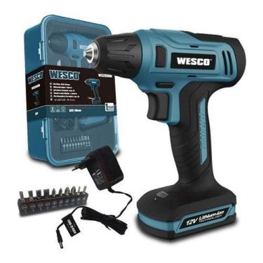 Imagem de Furadeira E Parafusadeira Sem Fio - Wesco, Bivolt, Azul