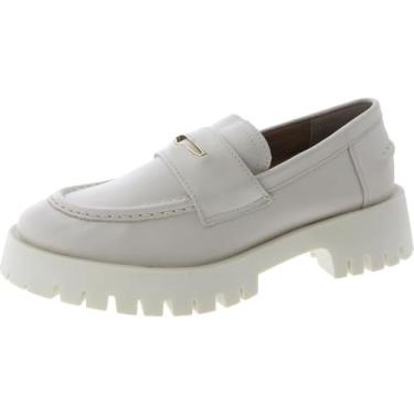 Imagem de Steve Madden Lawrence Mocassins de couro sem cadarço com bico redondo em couro preto, Couro de osso, 38