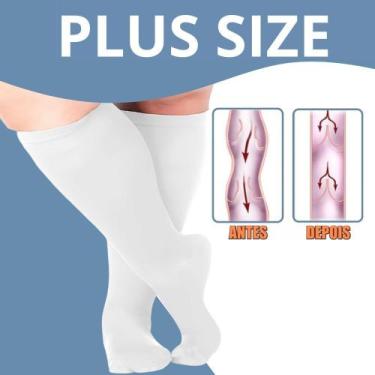 Imagem de Par Meia De Compressão Extra Grande 3/4 Unissex Plus Size Para Obesos 