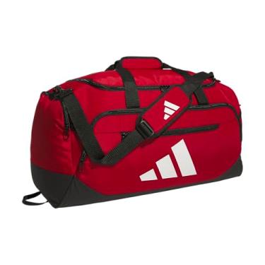 Imagem de adidas Bolsa esportiva Defender 5.0, durável para viagem e academia, para homens e mulheres, Team Power Vermelho 2/Branco, Medium (59L), Bolsa esportiva Defender 5.0, bolsa esportiva de viagem durável