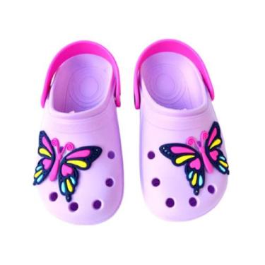 Imagem de Sandalia Babuche Infantil Menina Borboleta Papete Feminina Personagem 