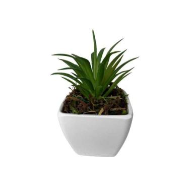 Imagem de Mini Suculenta Artificial Vaso de Plástico Branco - Multshop, Verde 02