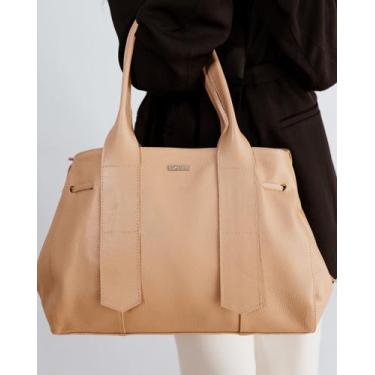 Imagem de Bolsa feminina shopping de couro nude Giselle - Bolsa de ombro de cour