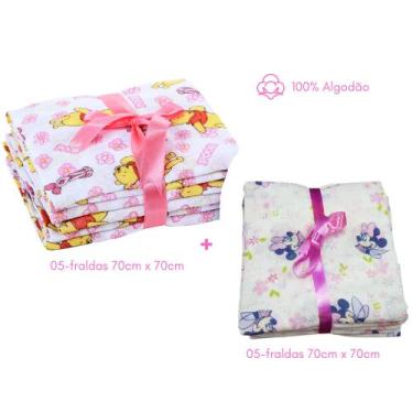 Imagem de Kit fraldas de pano 05-disney+05-ursinho pooh  algodão - minasrey, MIN