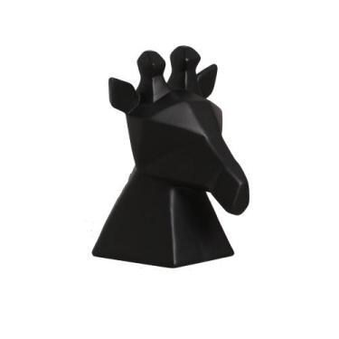 Imagem de Estatueta Cabeça de Girafa em Cerâmica Decorativo Home Preto Fosco - S