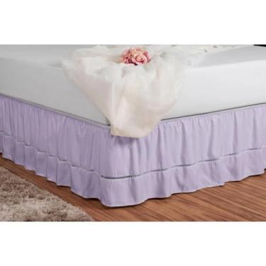 Imagem de Saia Cama Box Conjugada Casal King Ponto Palito 2,03 x 1,93 x 0,40 - I