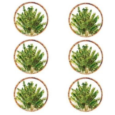 Imagem de Kit 6 Pratos Sobremesa Melamina Palm Tree Branco 22cm - Rojemac