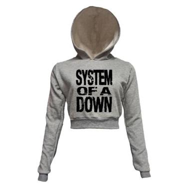 Imagem de System of a Down - Cropped Moletom Cinza Mescla Com Capuz - Feth, PP