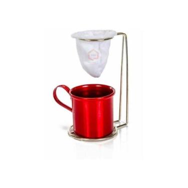 Imagem de Mini Suporte Cromado Para Café Mariquinha + Canequinha 100 ML - Retrof