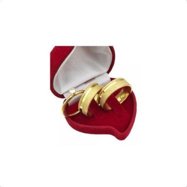 Imagem de Par De Alianças Noivado Casamento Diamantadas + Solitário - Glass joia