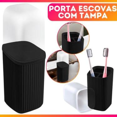 Imagem de Porta Escovas Pasta De Dente Com Tampa Translúcida quadrado Banheiro L